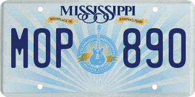 MS license plate MOP890