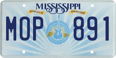 MS license plate MOP891