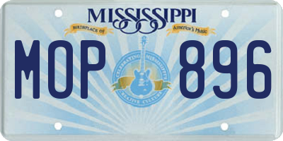 MS license plate MOP896