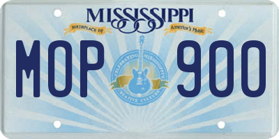 MS license plate MOP900