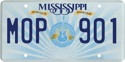 MS license plate MOP901