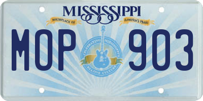 MS license plate MOP903