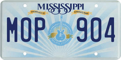 MS license plate MOP904