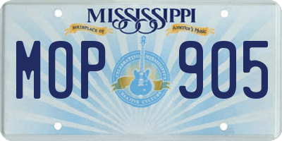 MS license plate MOP905