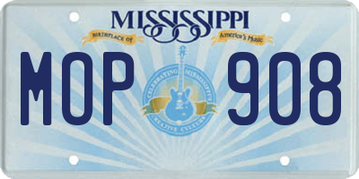 MS license plate MOP908