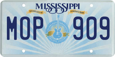 MS license plate MOP909