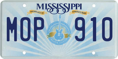 MS license plate MOP910