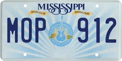 MS license plate MOP912