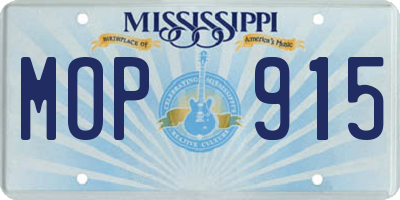 MS license plate MOP915