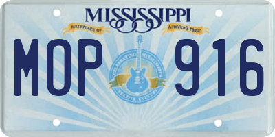 MS license plate MOP916