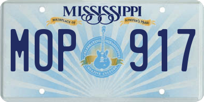 MS license plate MOP917