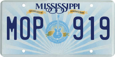 MS license plate MOP919