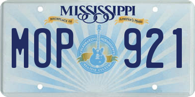 MS license plate MOP921