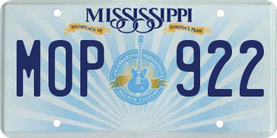 MS license plate MOP922