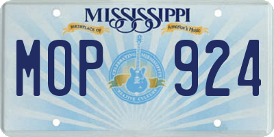 MS license plate MOP924