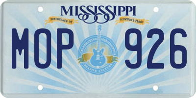 MS license plate MOP926