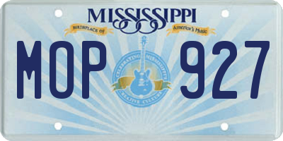 MS license plate MOP927