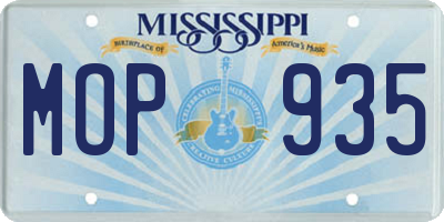 MS license plate MOP935
