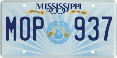 MS license plate MOP937