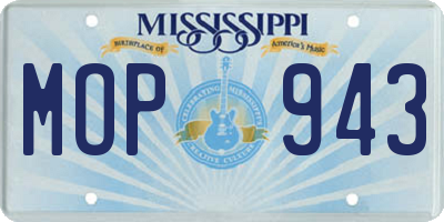MS license plate MOP943