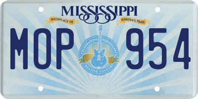 MS license plate MOP954