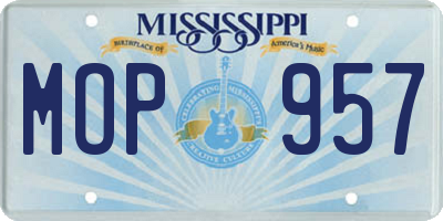 MS license plate MOP957