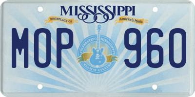 MS license plate MOP960