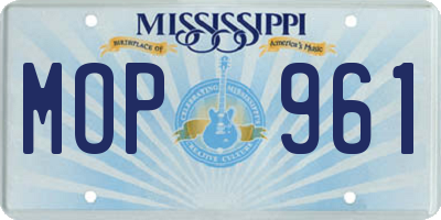 MS license plate MOP961