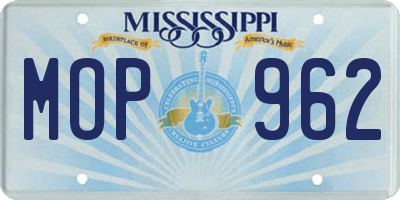 MS license plate MOP962