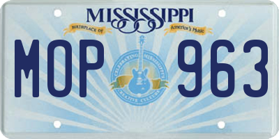 MS license plate MOP963