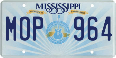 MS license plate MOP964