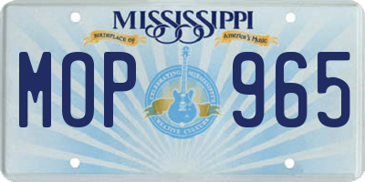 MS license plate MOP965