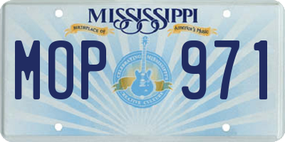 MS license plate MOP971