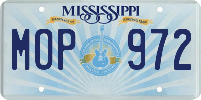 MS license plate MOP972