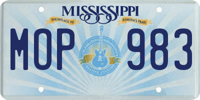 MS license plate MOP983