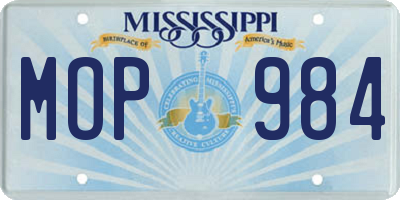 MS license plate MOP984