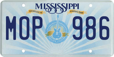 MS license plate MOP986