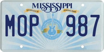 MS license plate MOP987