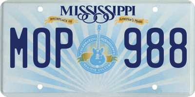 MS license plate MOP988