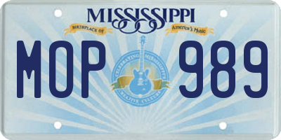 MS license plate MOP989