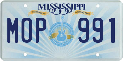 MS license plate MOP991