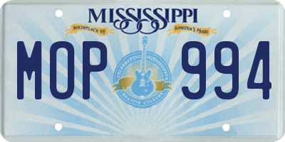 MS license plate MOP994