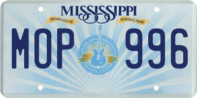 MS license plate MOP996