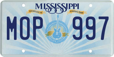 MS license plate MOP997