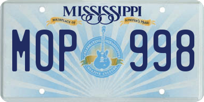MS license plate MOP998