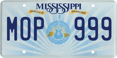MS license plate MOP999