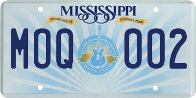 MS license plate MOQ002
