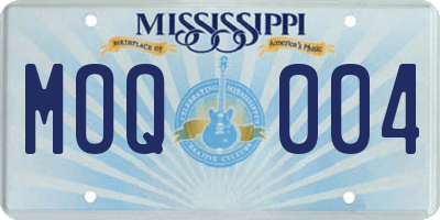 MS license plate MOQ004