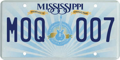 MS license plate MOQ007