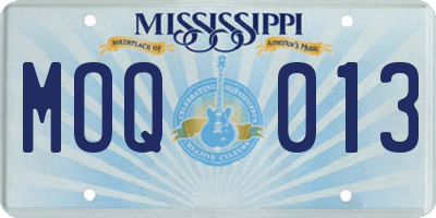 MS license plate MOQ013